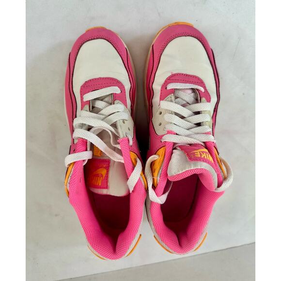 Youth Nike air Max 90 GS pink glow / metallic/Silver Rare Color Size 6.5 Y - Picture 2 of 7